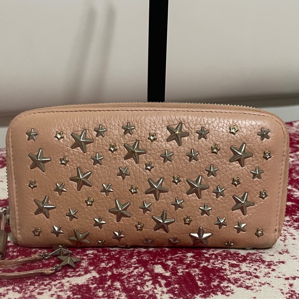Jimmy Choo Studded Peach Leather Wallet